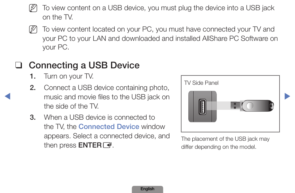 Connecting a usb device | Samsung LN19D450G1DXZA User Manual | Page 133 / 200