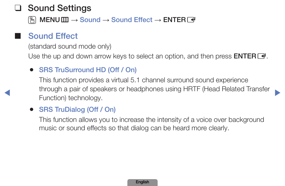 Sound settings | Samsung LN19D450G1DXZA User Manual | Page 43 / 200