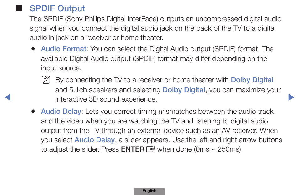 Spdif output | Samsung LN19D450G1DXZA User Manual | Page 47 / 200
