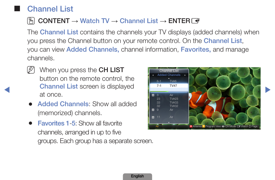 Channel list o | Samsung LN19D450G1DXZA User Manual | Page 6 / 200