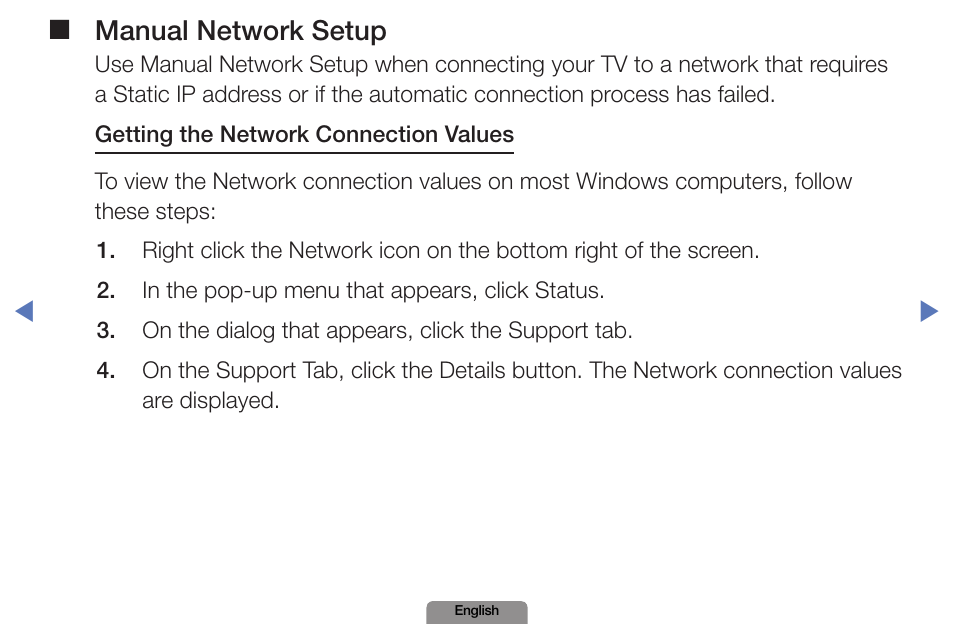 Manual network setup | Samsung LN19D450G1DXZA User Manual | Page 72 / 200