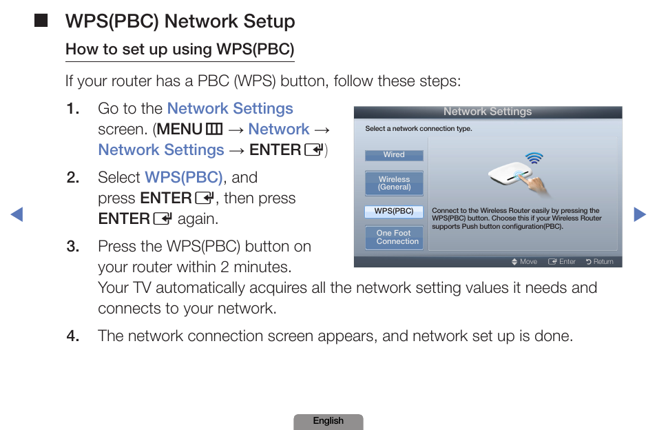 Wps(pbc) network setup | Samsung LN19D450G1DXZA User Manual | Page 77 / 200