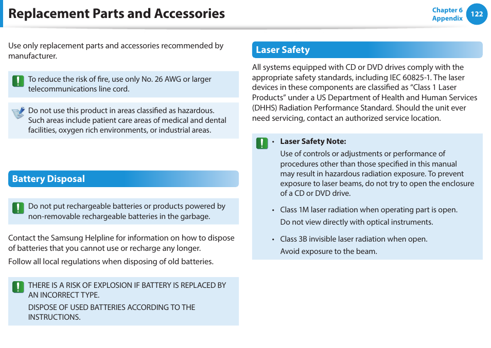Replacement parts and accessories | Samsung NP915S3G-K01US User Manual | Page 122 / 145