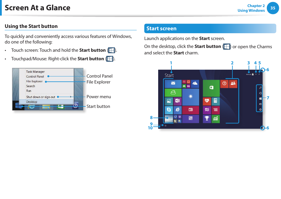 Screen at a glance | Samsung NP915S3G-K01US User Manual | Page 35 / 145