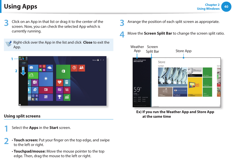 Using apps | Samsung NP915S3G-K01US User Manual | Page 40 / 145