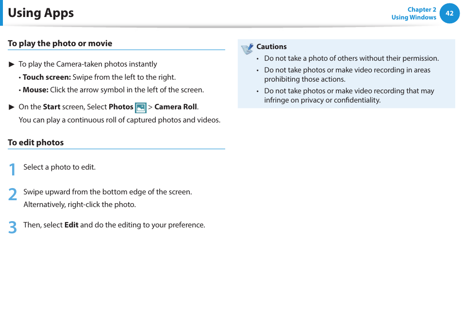 Using apps | Samsung NP915S3G-K01US User Manual | Page 42 / 145