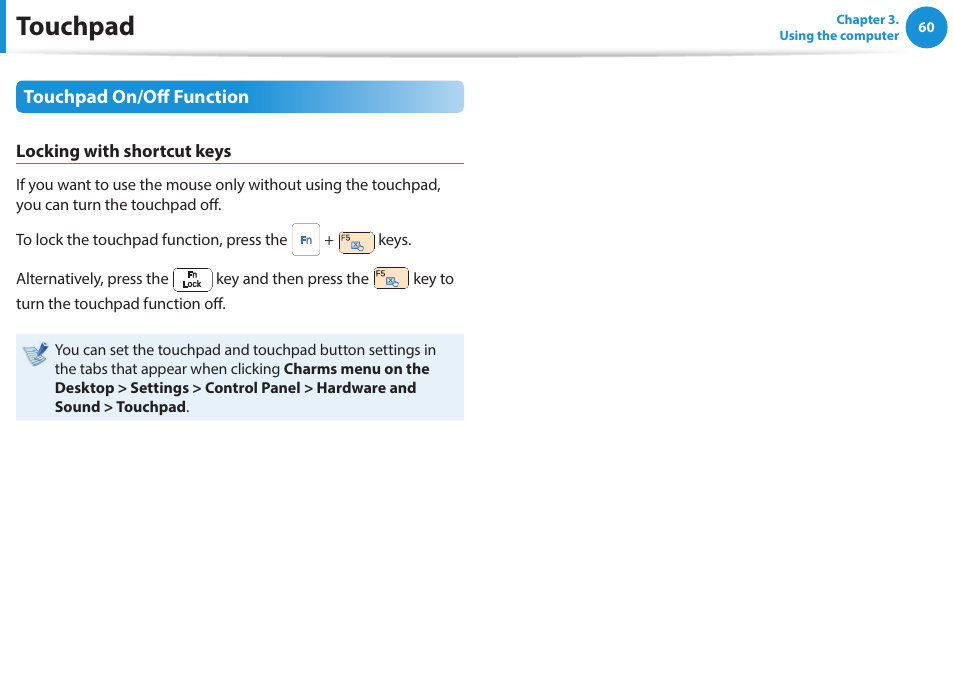 Touchpad | Samsung NP915S3G-K01US User Manual | Page 60 / 145