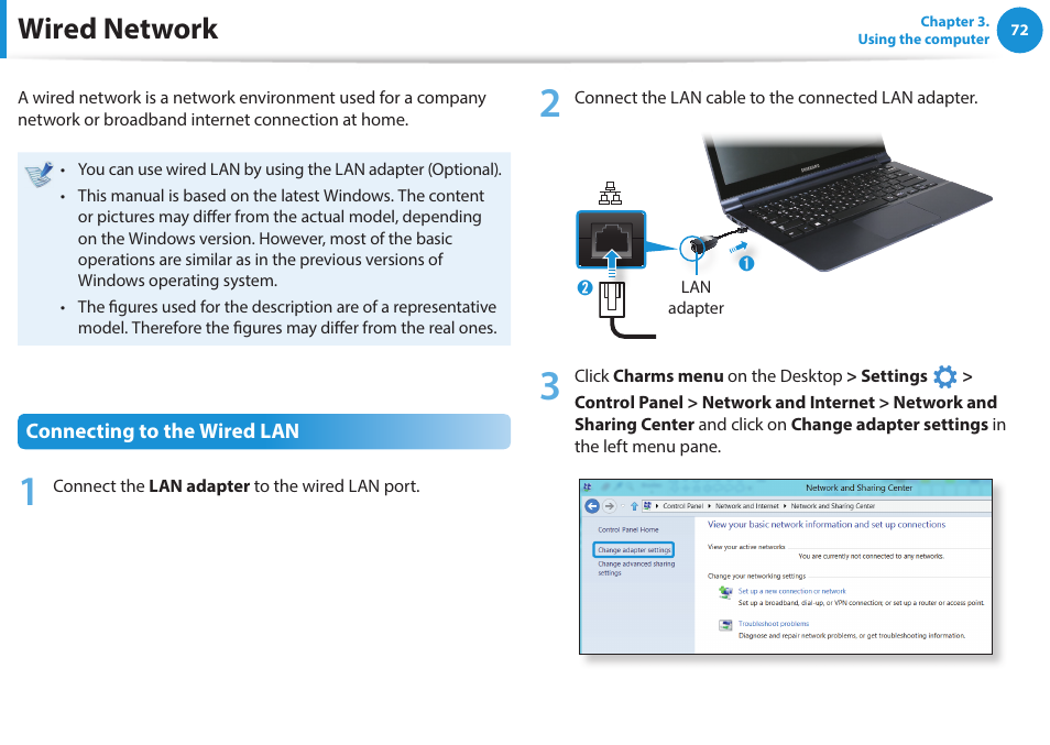 Wired network | Samsung NP915S3G-K01US User Manual | Page 72 / 145