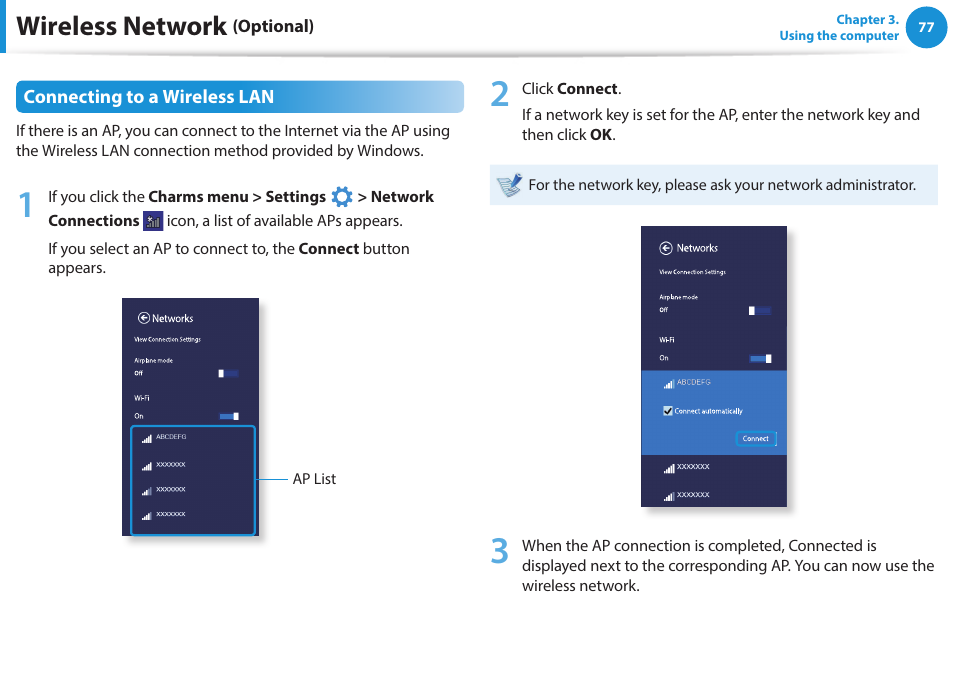Wireless network | Samsung NP915S3G-K01US User Manual | Page 77 / 145