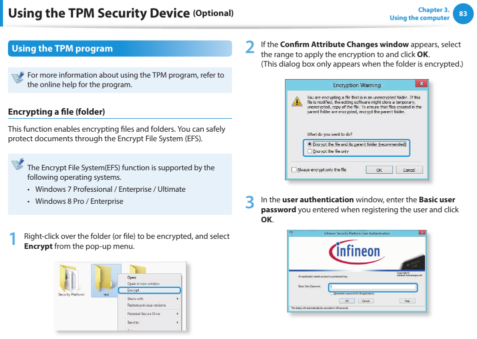 Using the tpm security device | Samsung NP915S3G-K01US User Manual | Page 83 / 145