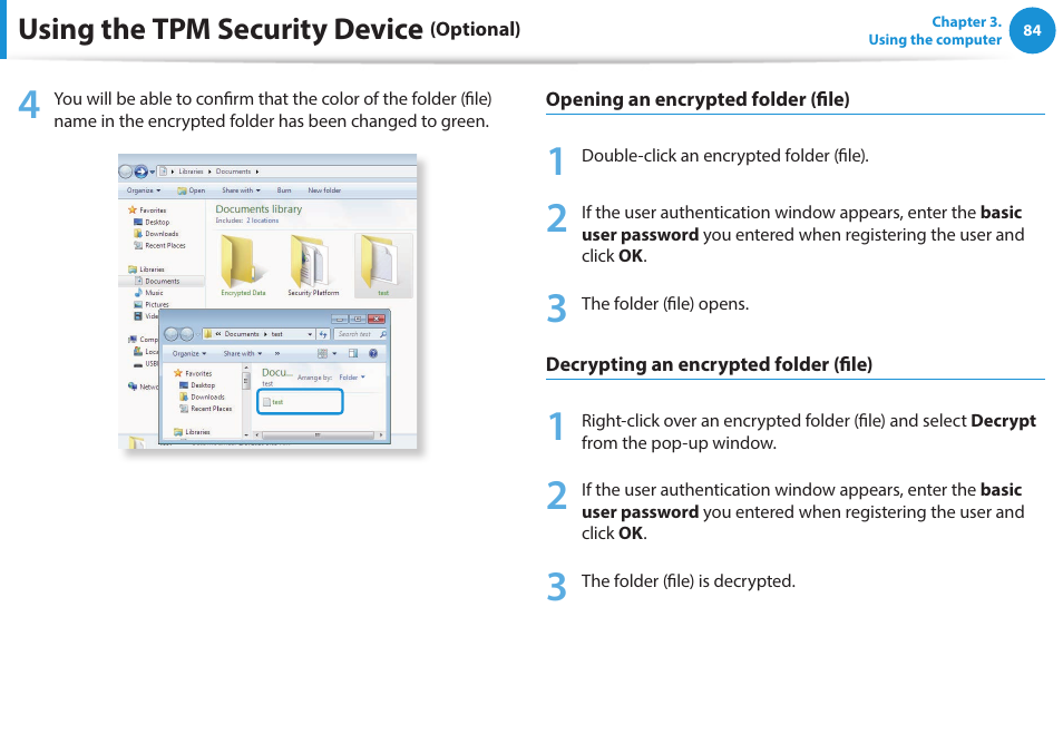 Using the tpm security device | Samsung NP915S3G-K01US User Manual | Page 84 / 145