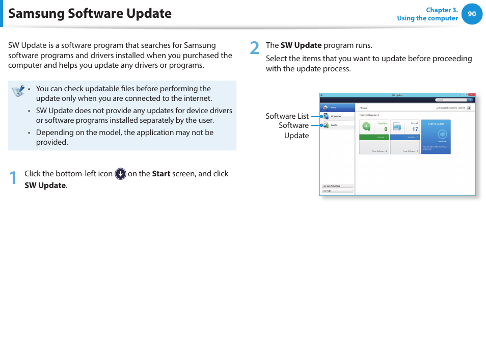 Samsung software update | Samsung NP915S3G-K01US User Manual | Page 90 / 145