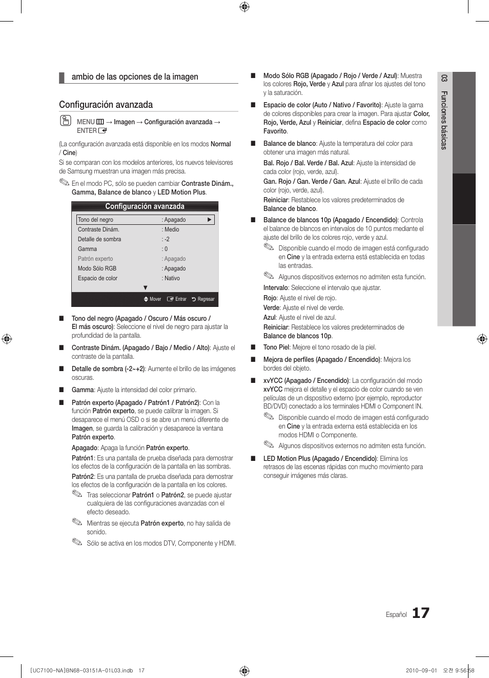 Configuración avanzada | Samsung UN46C7100WFXZA User Manual | Page 84 / 201