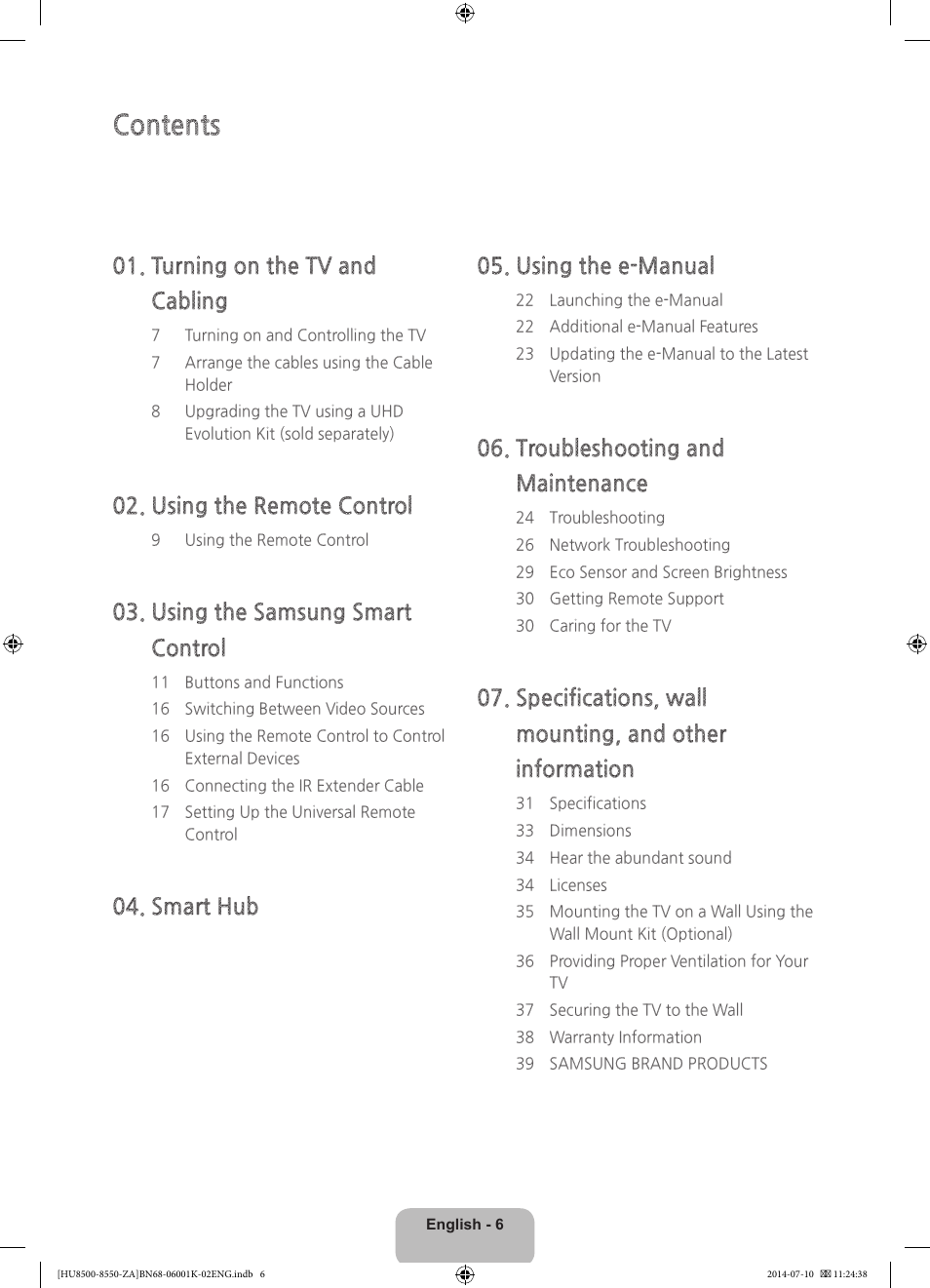 Samsung UN55HU8550FXZA User Manual | Page 6 / 40