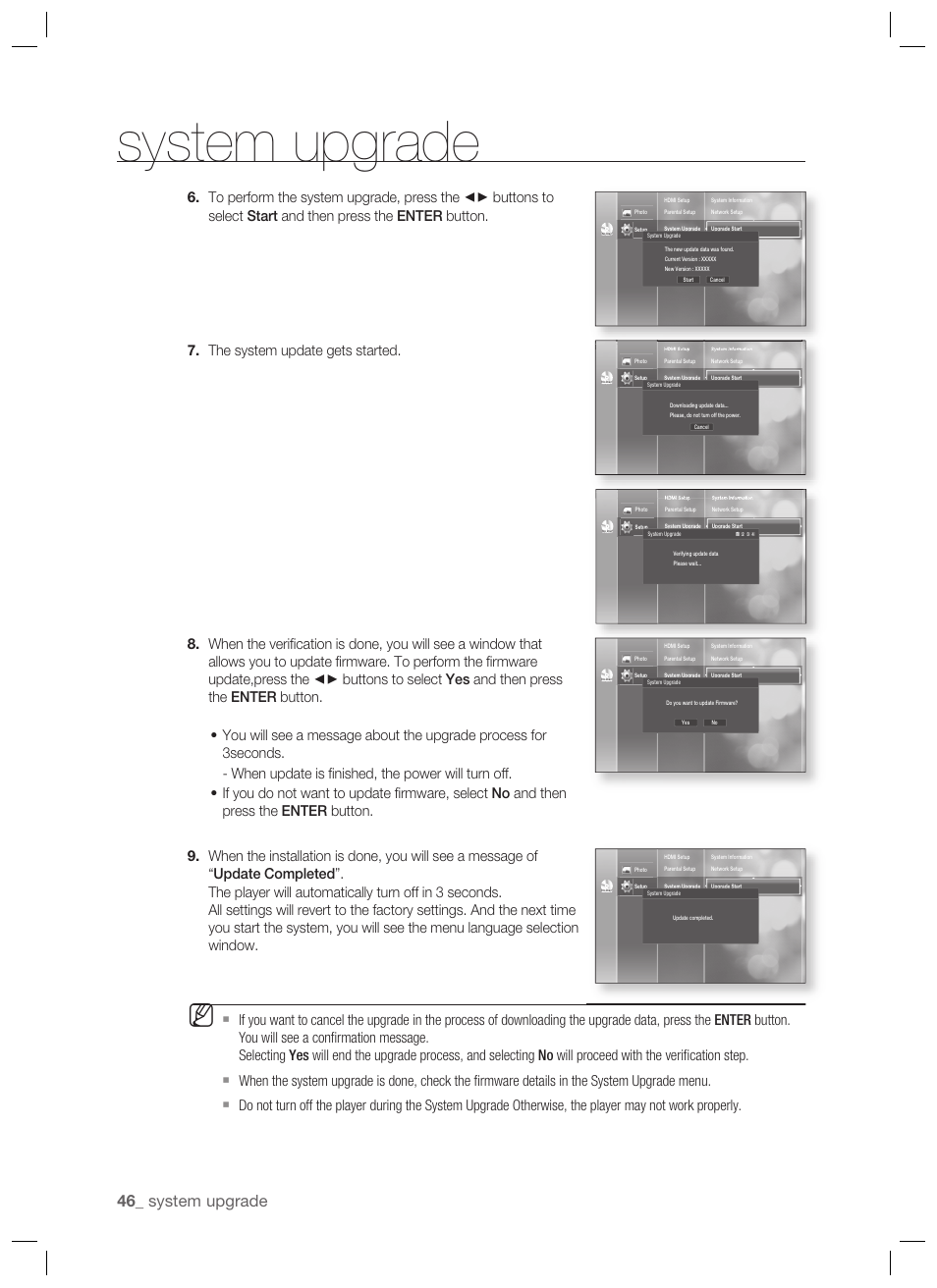 System upgrade | Samsung BD-P1400-XAA User Manual | Page 47 / 67