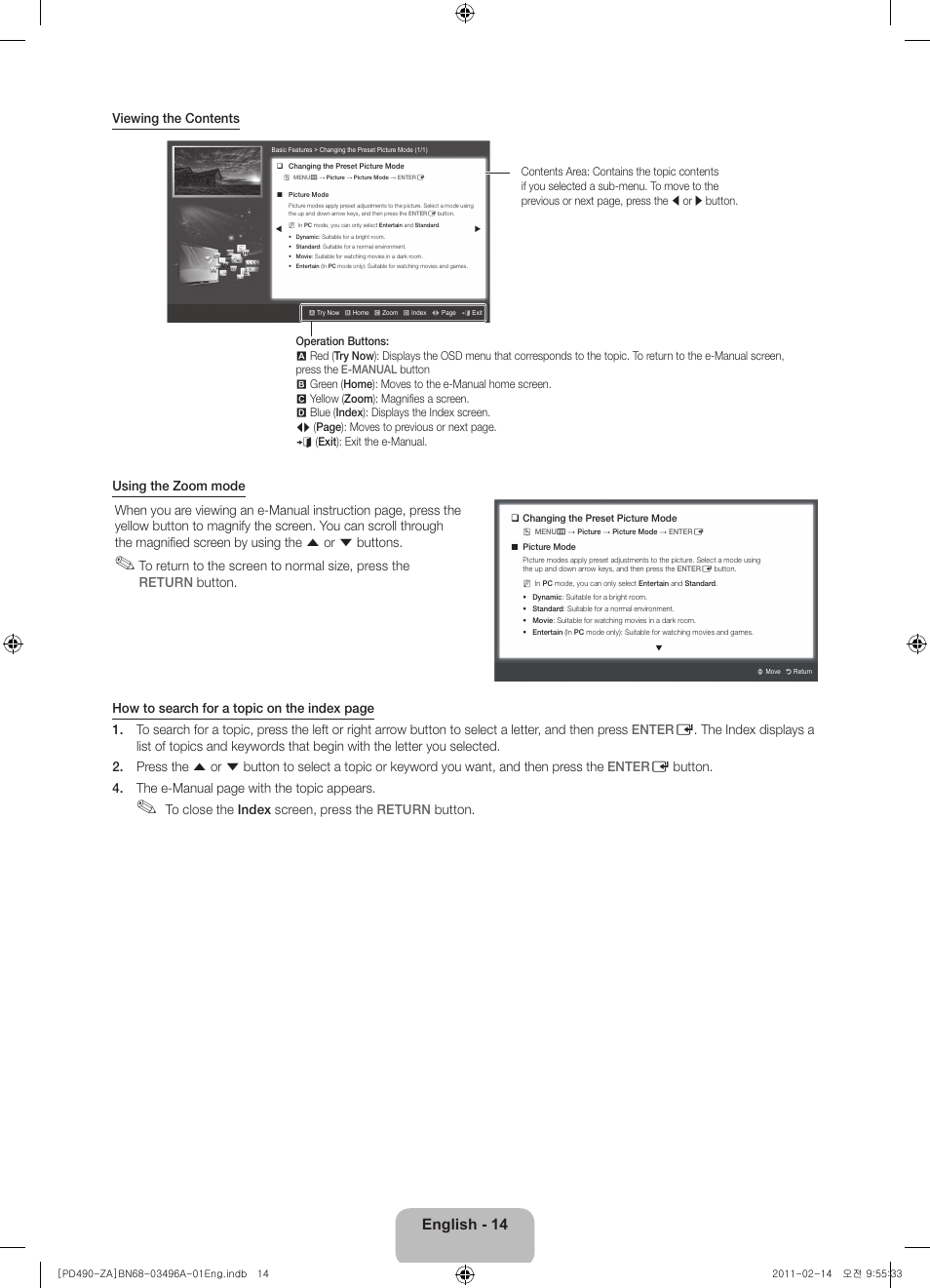 English - 14 | Samsung PN51D490A1DXZA User Manual | Page 14 / 19