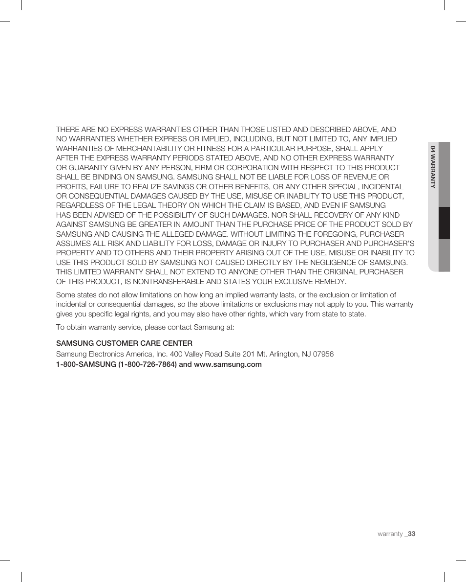 Samsung RF265ABWP-XAA User Manual | Page 33 / 36