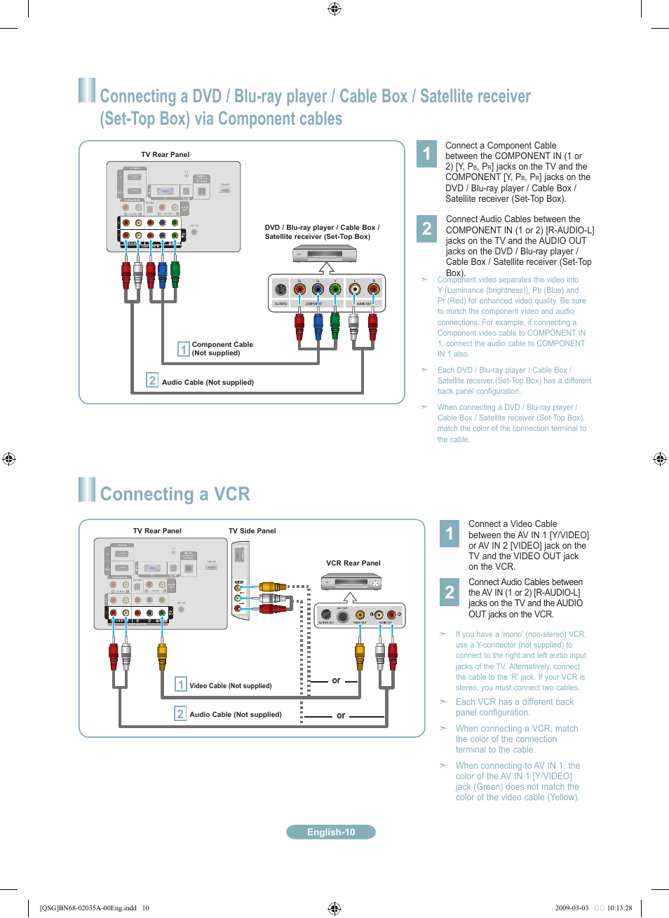 Connecting a vcr | Samsung LN22B460B2DXZA User Manual | Page 10 / 20