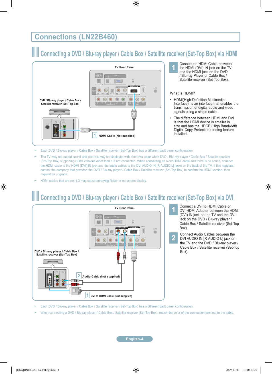 Connections (lnb460) | Samsung LN22B460B2DXZA User Manual | Page 4 / 20