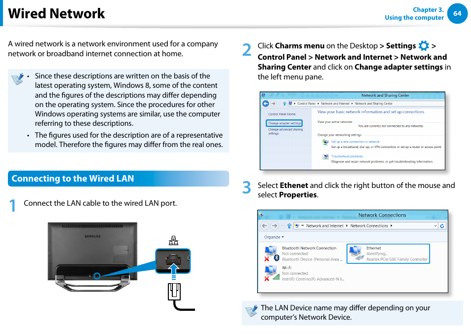 Wired network | Samsung DP700A3D-K02US User Manual | Page 65 / 136