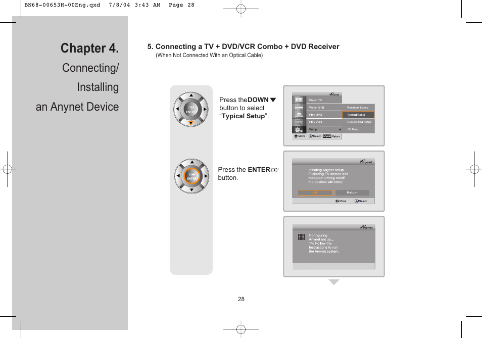 Chapter 4, Connecting/ installing an anynet device | Samsung LTP326WX-XAC User Manual | Page 29 / 56