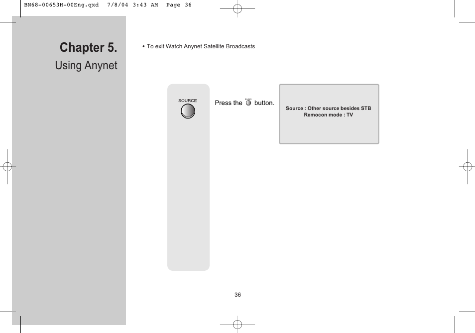Chapter 5, Using anynet | Samsung LTP326WX-XAC User Manual | Page 37 / 56