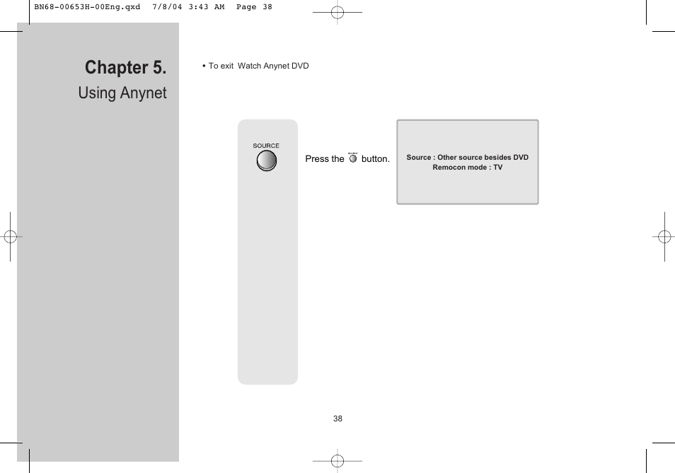 Chapter 5, Using anynet | Samsung LTP326WX-XAC User Manual | Page 39 / 56