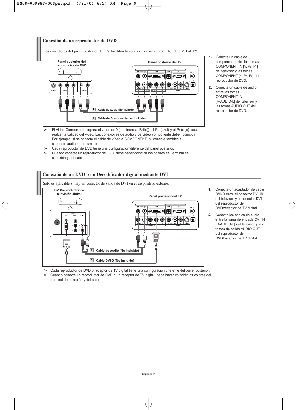 Conexión de un reproductor de dvd | Samsung LNS1951WX-XAP User Manual | Page 63 / 80