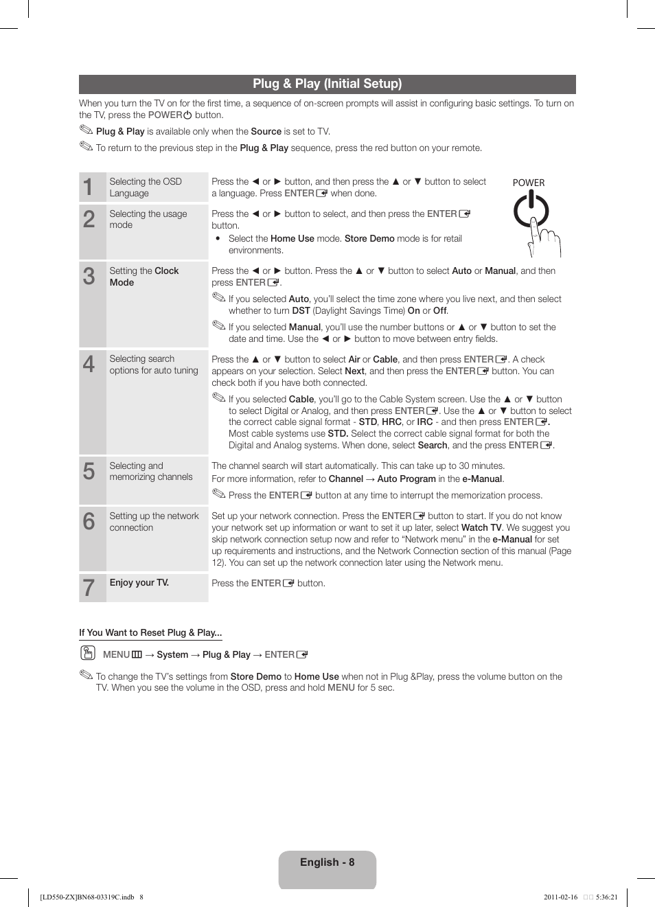 Samsung LN40D550K1FXZA User Manual | Page 8 / 37