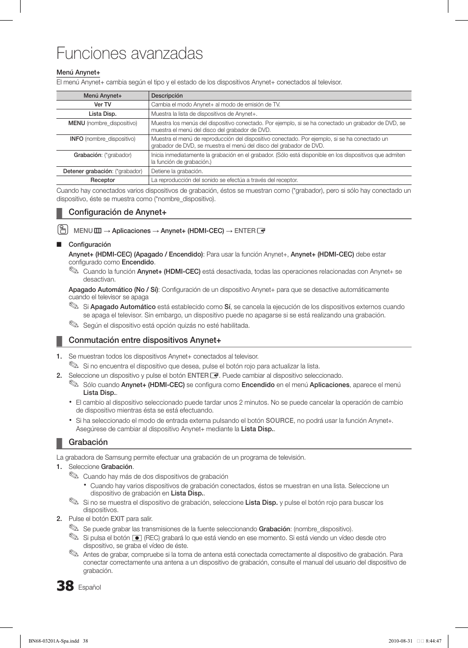 Funciones avanzadas | Samsung LN46C600F3FXZA User Manual | Page 88 / 151