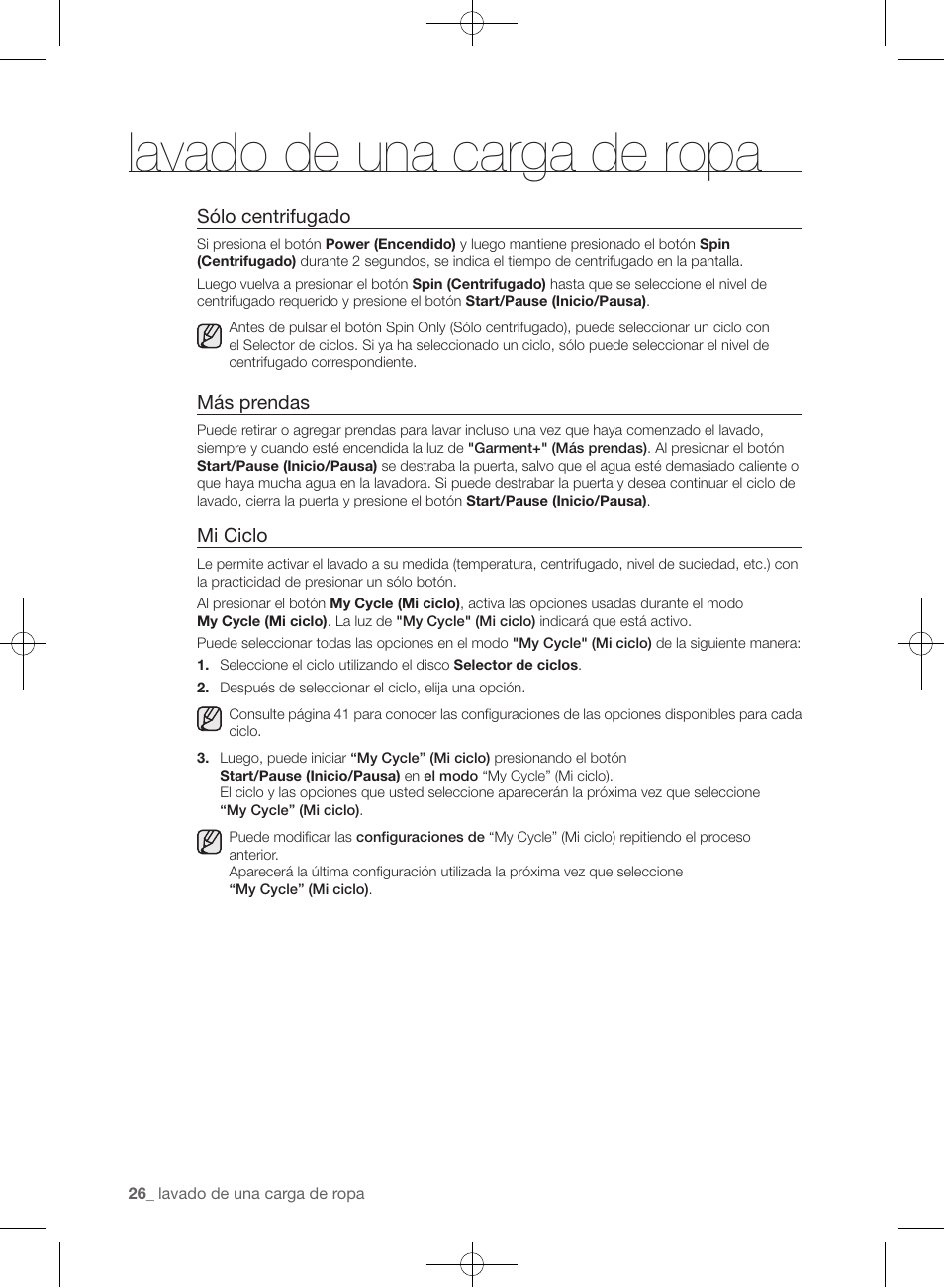 Lavado de una carga de ropa | Samsung WF433BTGJWR-A2 User Manual | Page 122 / 144