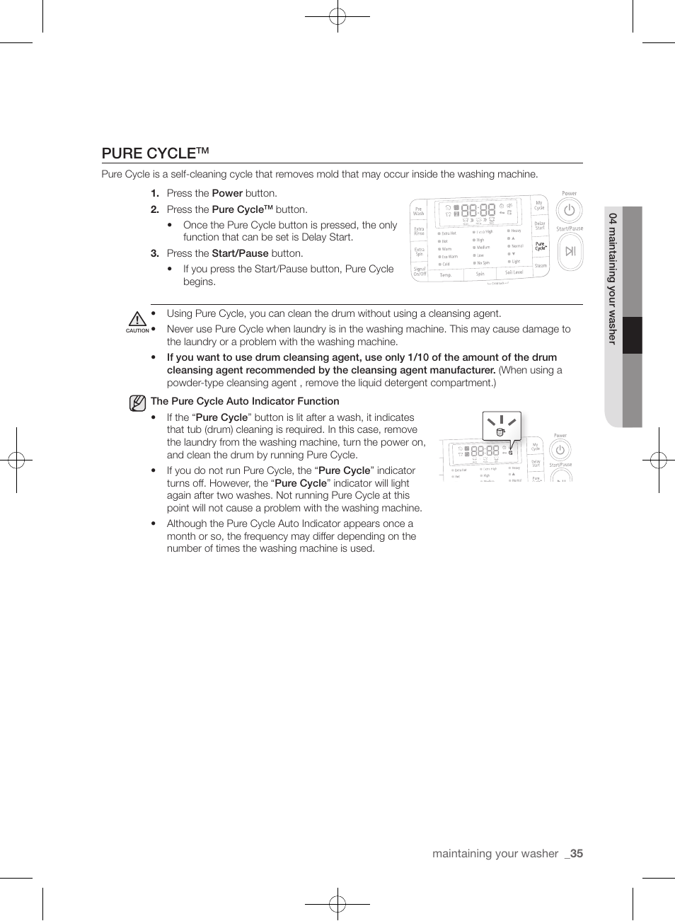 Pure cycle | Samsung WF433BTGJWR-A2 User Manual | Page 35 / 144