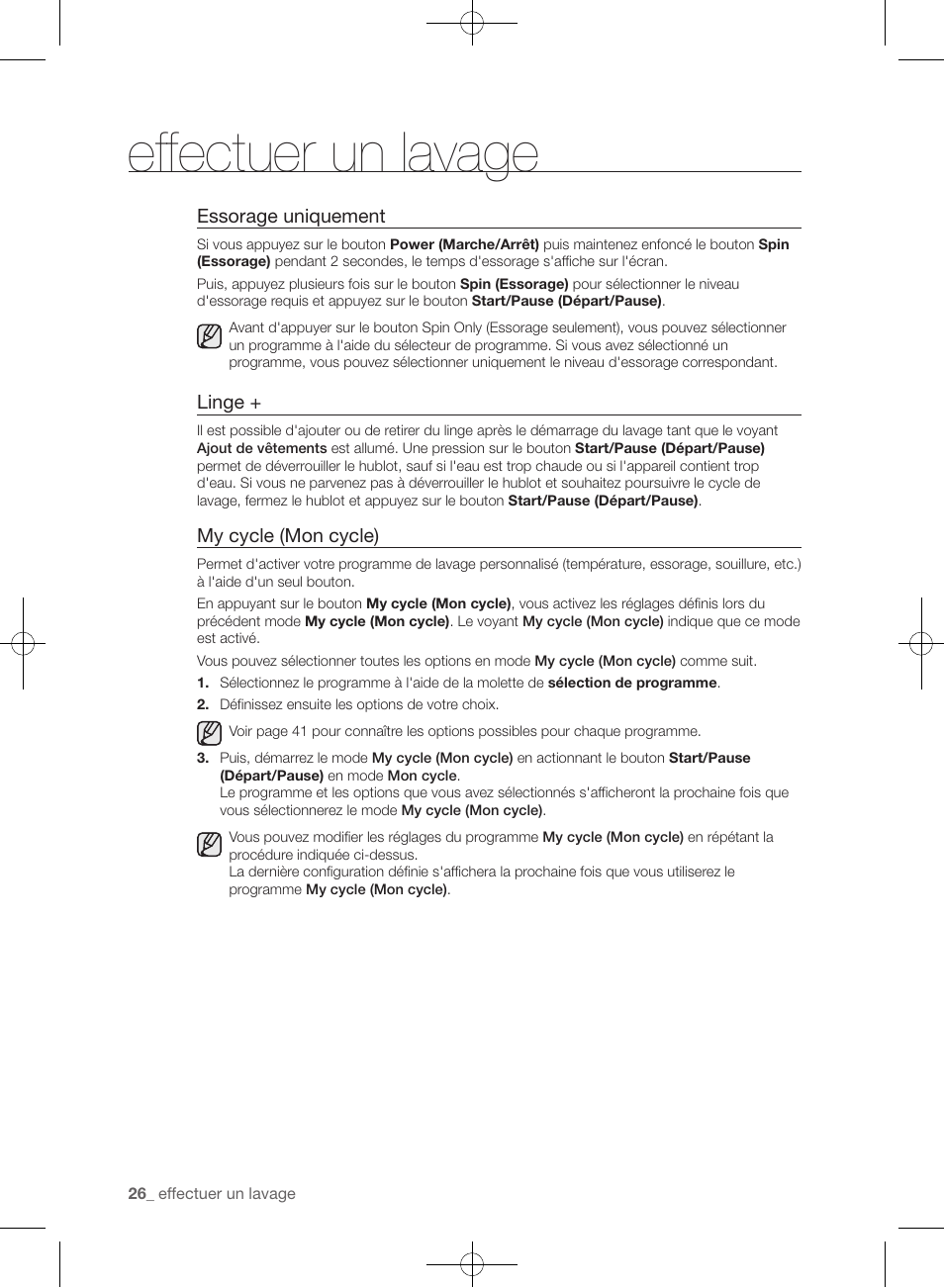 Effectuer un lavage | Samsung WF433BTGJWR-A2 User Manual | Page 74 / 144