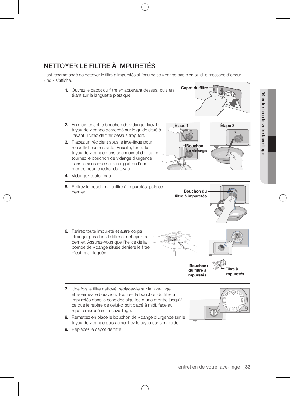 Nettoyer le filtre à impuretés | Samsung WF433BTGJWR-A2 User Manual | Page 81 / 144