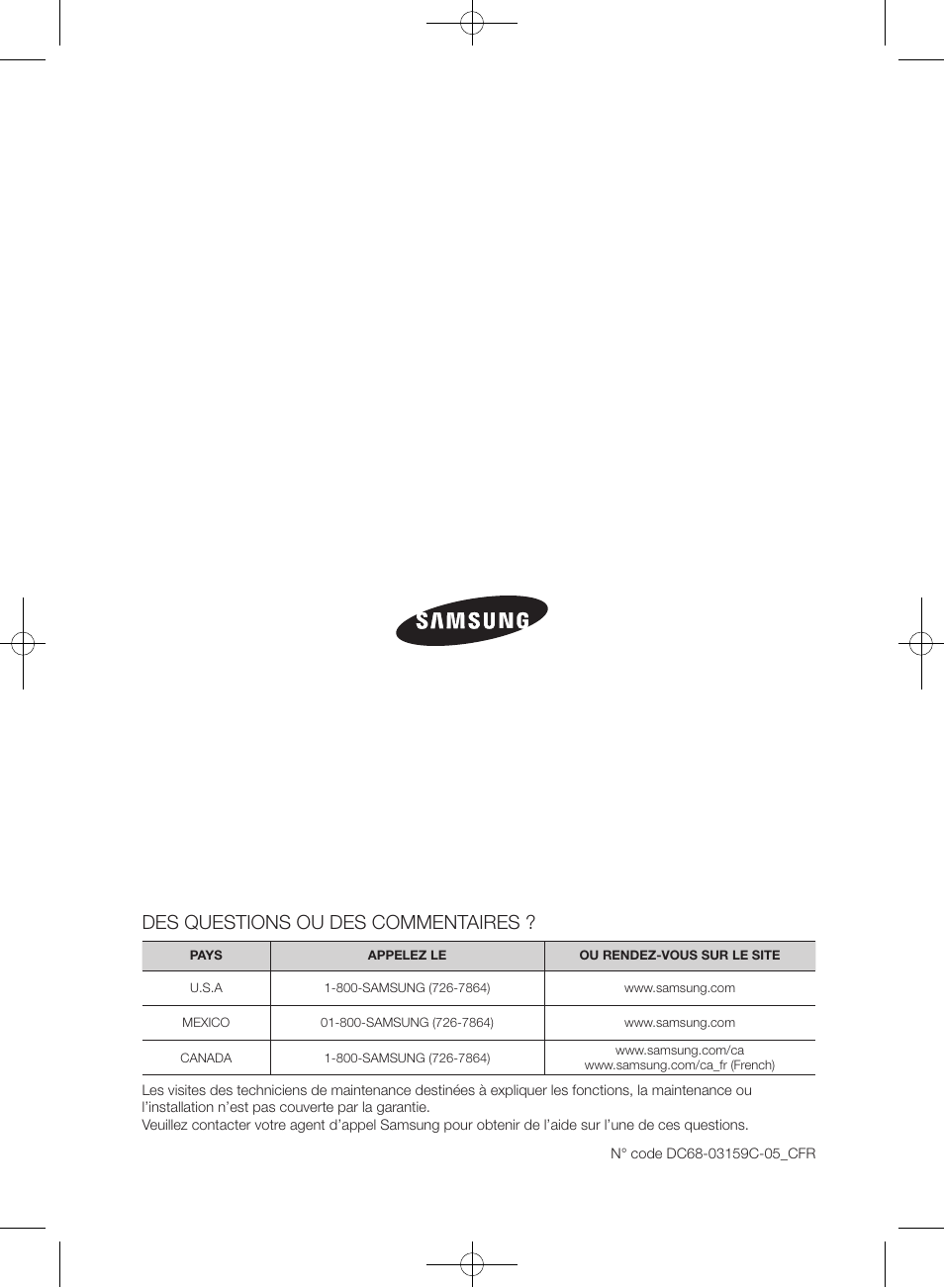 Des questions ou des commentaires | Samsung WF433BTGJWR-A2 User Manual | Page 96 / 144