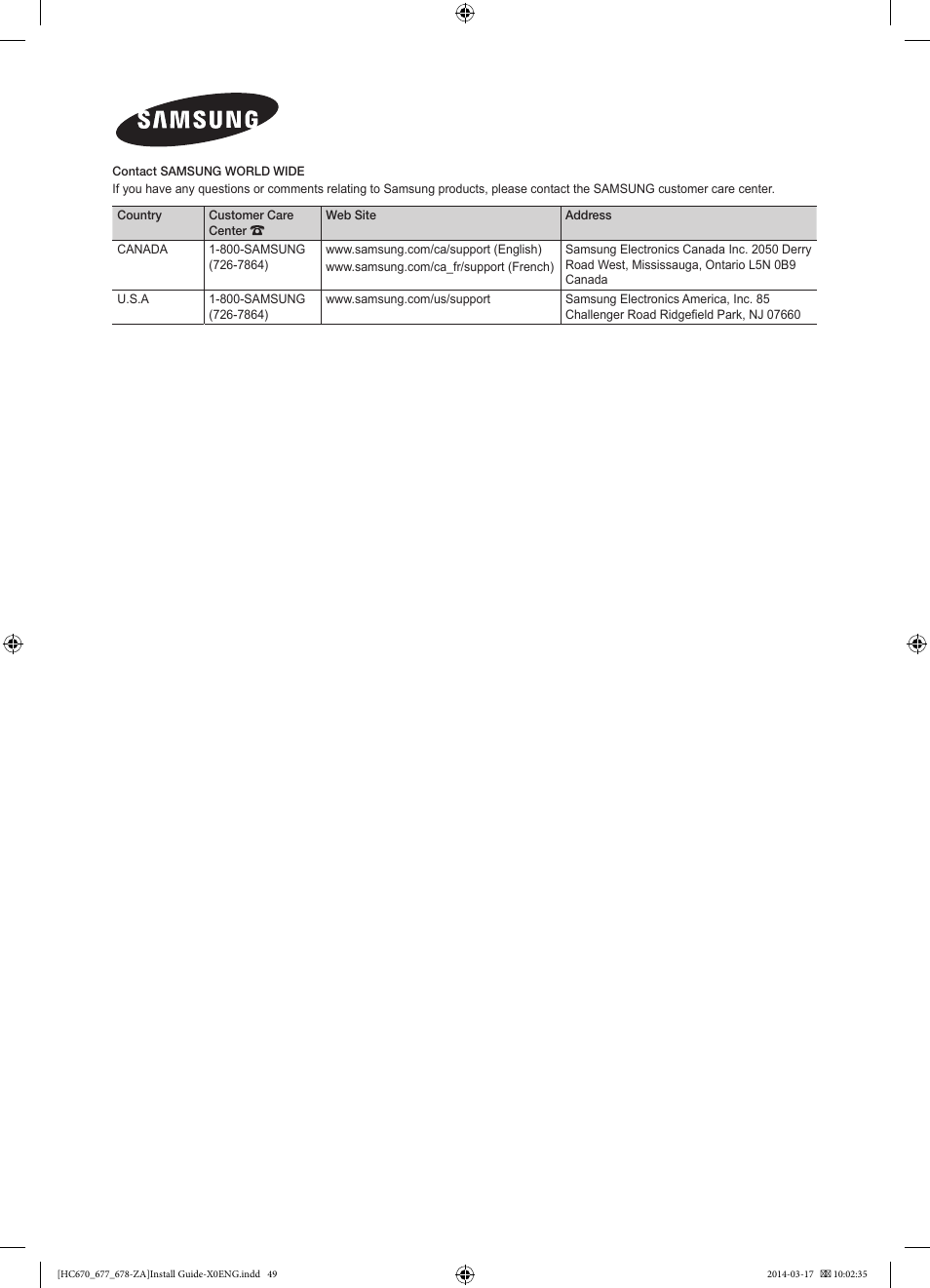 Samsung HG28NC677AFXZA User Manual | Page 49 / 49