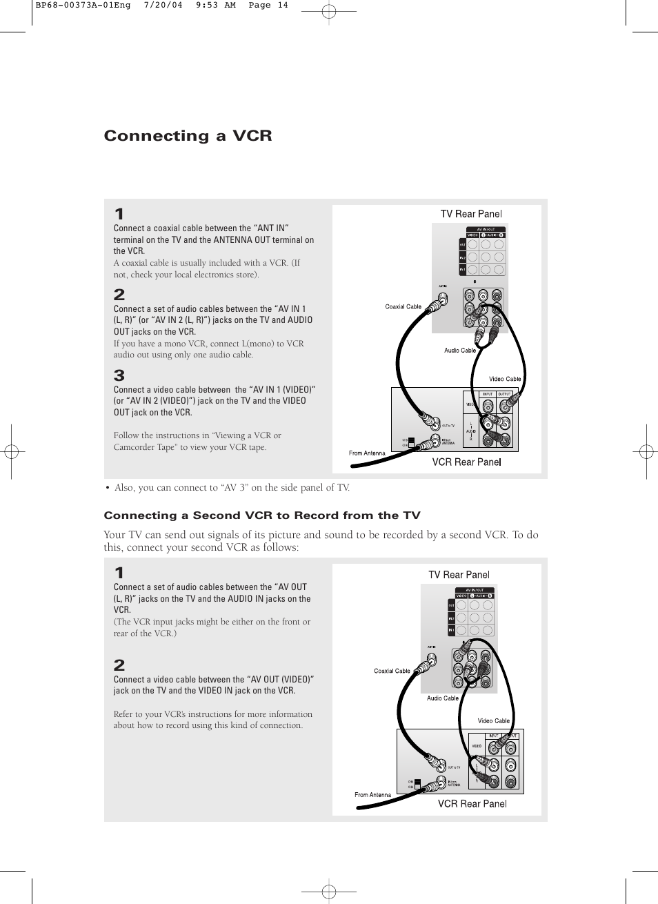 Connecting a vcr | Samsung HCP4741WSC-XAA User Manual | Page 2 / 5