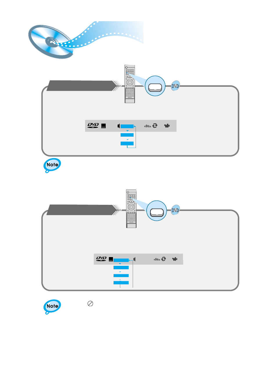Selectingtheaudiolanguage/subtitlelanguage, Selecting the audio language/subtitle language, Selecting the audio language | Selecting the subtitle language | Samsung HTDM550UH-XAA User Manual | Page 24 / 48