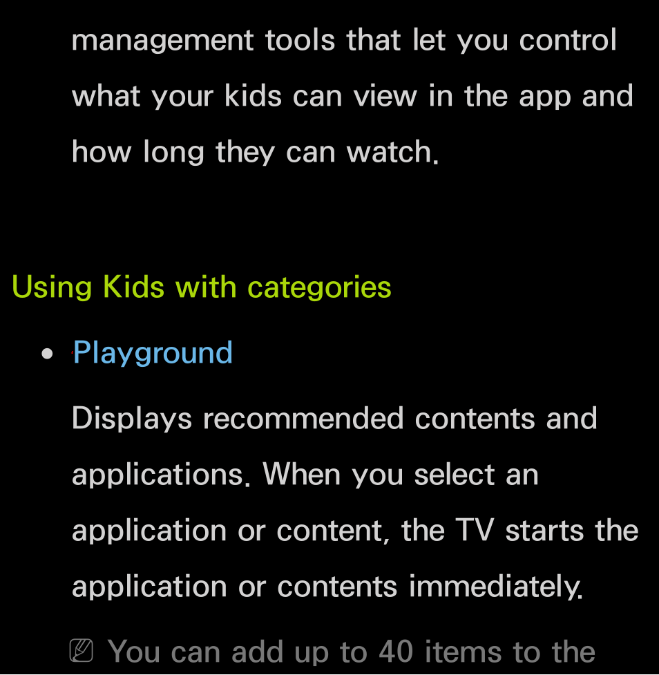 You can add up to 40 items to the | Samsung UN55FH6200FXZA User Manual | Page 443 / 678