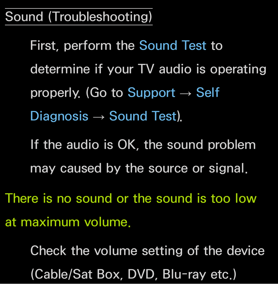 Sound (troubleshooting) | Samsung UN55FH6200FXZA User Manual | Page 625 / 678
