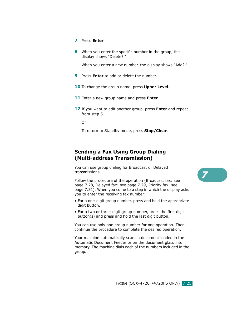Sending a fax using group dialing, Multi-address transmission) | Samsung SCX-4720F-XIP User Manual | Page 164 / 322