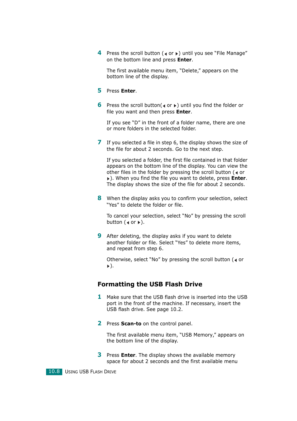 Formatting the usb flash drive | Samsung SCX-4720F-XIP User Manual | Page 239 / 322
