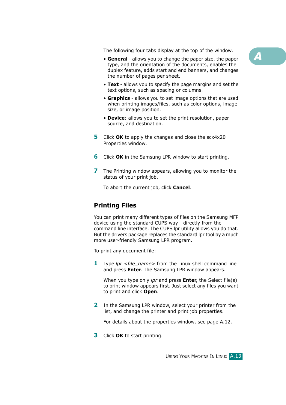 Printing files | Samsung SCX-4720F-XIP User Manual | Page 256 / 322