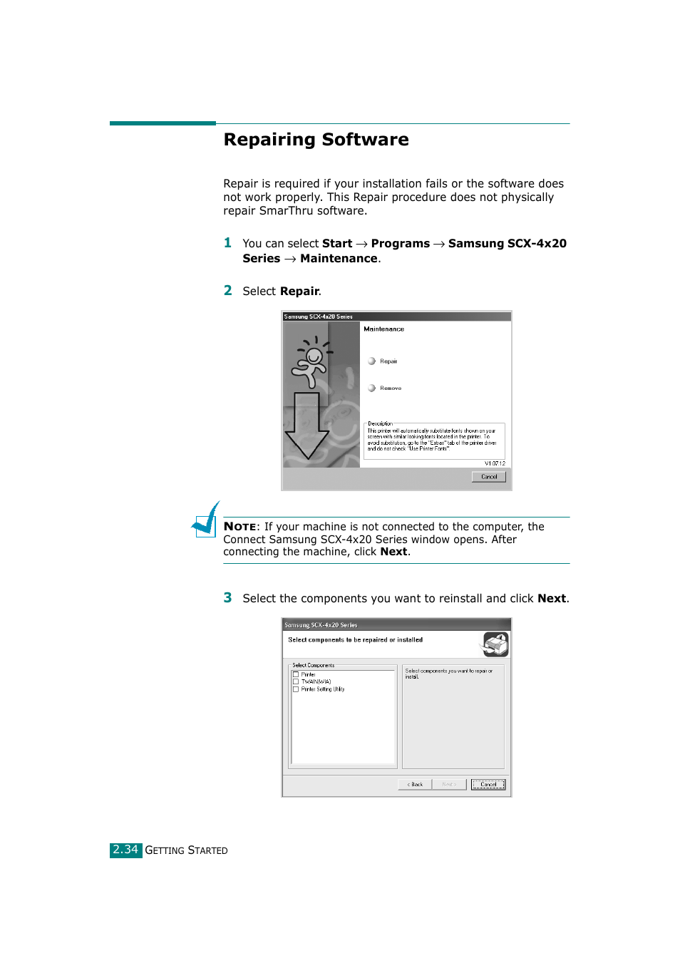 Repairing software | Samsung SCX-4720F-XIP User Manual | Page 67 / 322
