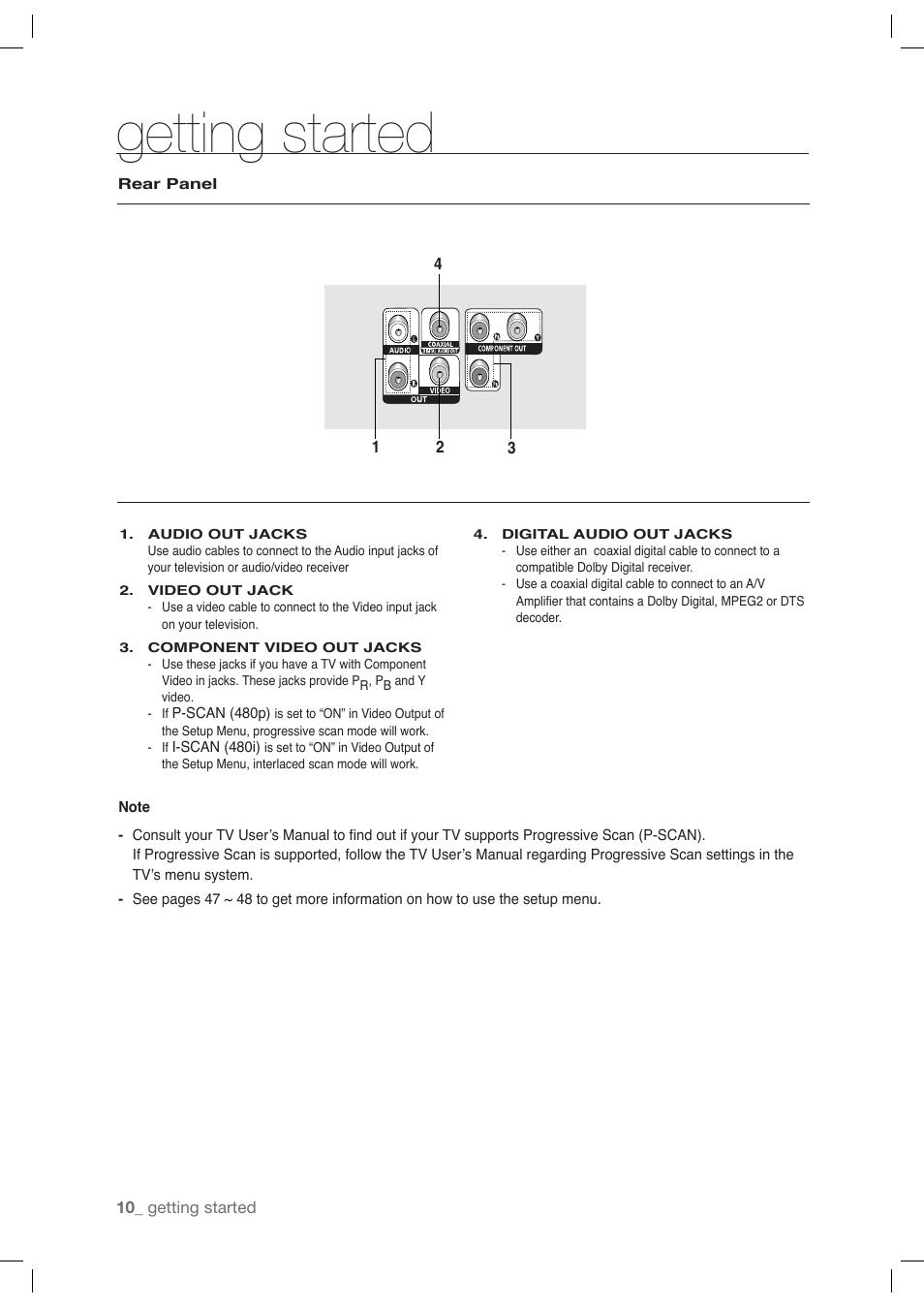 Getting started | Samsung DVD-P191-XAA User Manual | Page 10 / 56