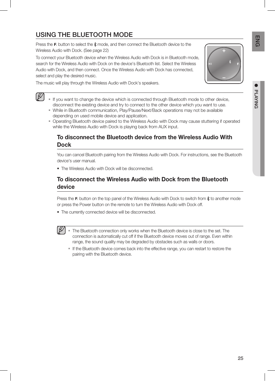 Using the bluetooth mode | Samsung DA-E750-ZA User Manual | Page 25 / 35