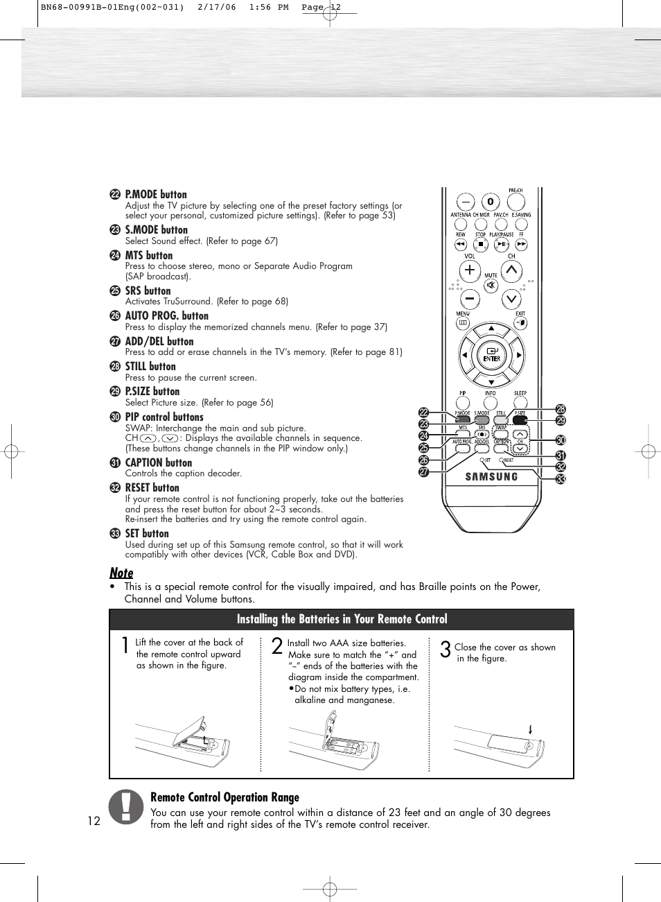 Samsung HPS4253X-XAP User Manual | Page 12 / 144