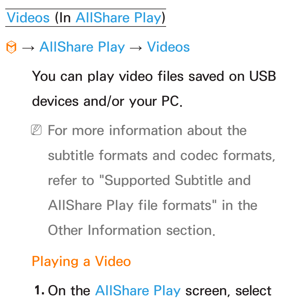 Videos, Allshare play | Samsung UN55ES6580FXZA User Manual | Page 526 / 675