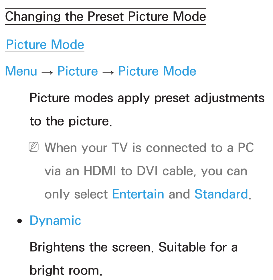 Basic feature, Changing the, Preset picture mode | Samsung UN55ES6580FXZA User Manual | Page 54 / 675