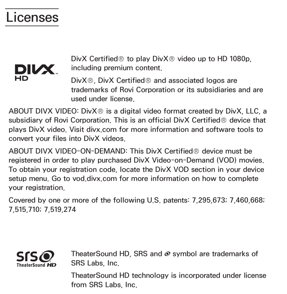Licenses 670, Licenses | Samsung UN55ES6580FXZA User Manual | Page 674 / 675